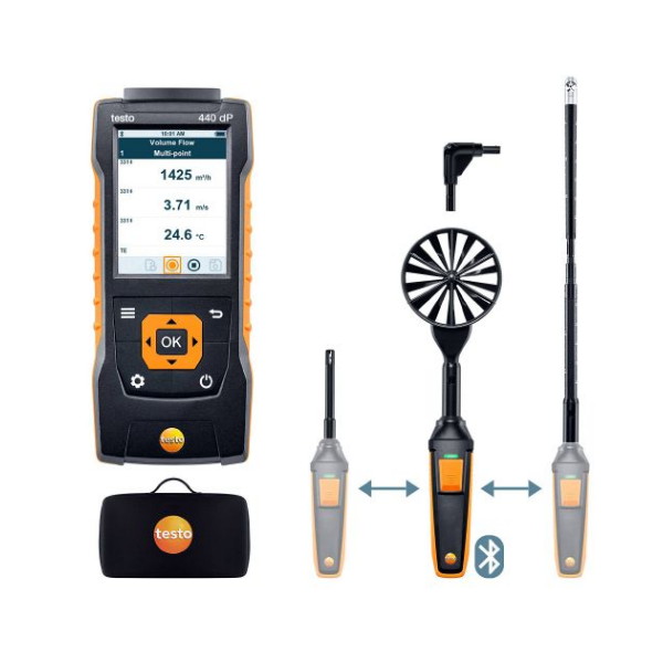 Testo 0563 4410,Set combinado 2 para caudal testo 440 delta P con Bluetooth®