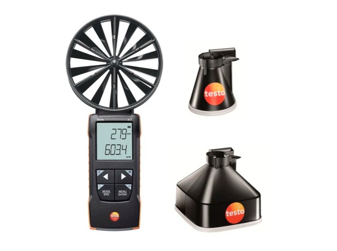 Set 1 testo 417 (0563 1417) Anemómetro de molinete con conos de medición